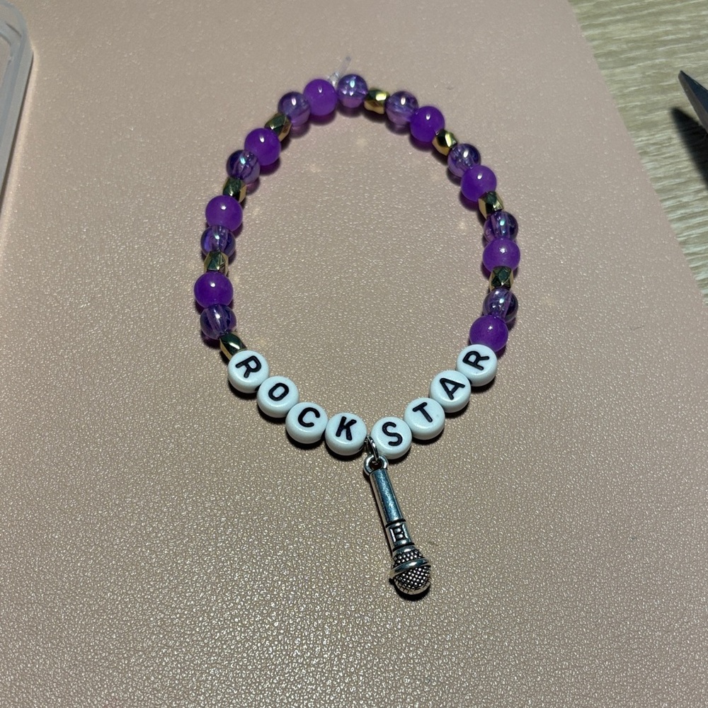 Song title fandom vibes Handcrafted bracelet by me💜💛🎸🎤